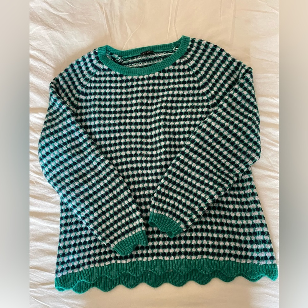 NWOT Talbots Green, Blue, and Light Gray Patterned Women's Sweater